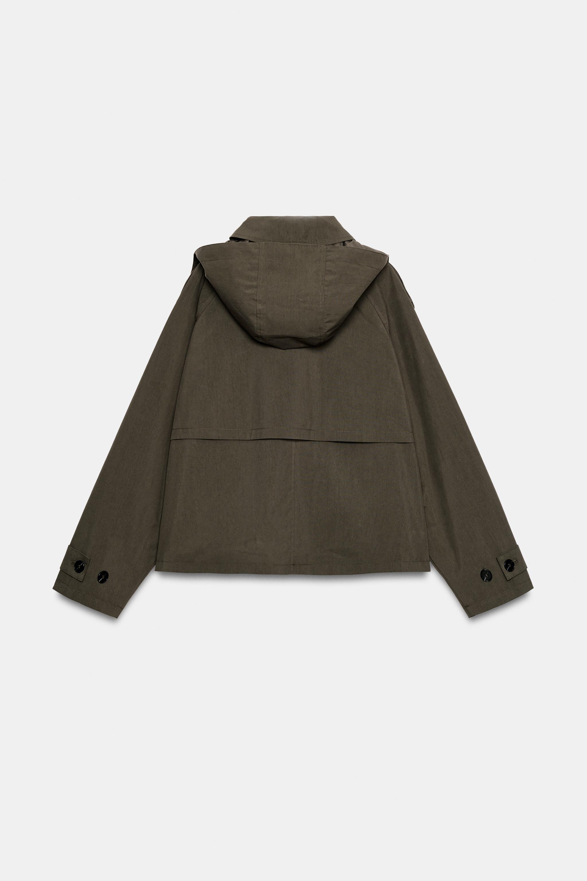 BLOUSON TRENCH COURT À CAPUCHE EN DAIM